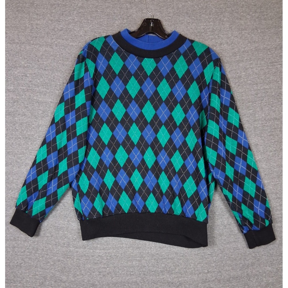 VTG Cape Cod Mens Sweater Small Blue Green Argyle Diamond 90s Preppy Academia US